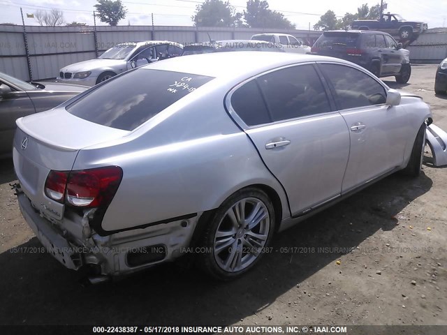 JTHBC96S775003728 - 2007 LEXUS GS 450H SILVER photo 4