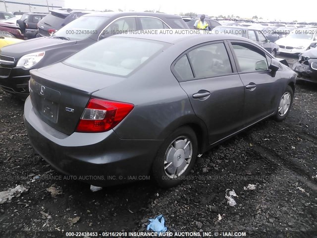 2HGFB2F66CH517669 - 2012 HONDA CIVIC HF GRAY photo 4