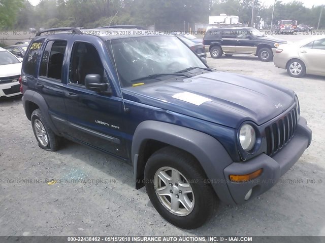 1J4GL48K93W724378 - 2003 JEEP LIBERTY SPORT/FREEDOM BLUE photo 1