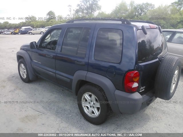 1J4GL48K93W724378 - 2003 JEEP LIBERTY SPORT/FREEDOM BLUE photo 3