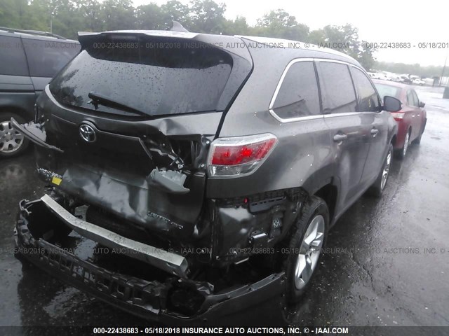 5TDDKRFHXES004414 - 2014 TOYOTA HIGHLANDER LIMITED/LTD PLATNUM GRAY photo 4