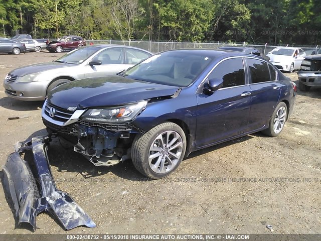 1HGCR2F53EA172740 - 2014 HONDA ACCORD SPORT BLUE photo 2