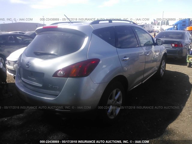 JN8AZ18W49W117488 - 2009 NISSAN MURANO S/SL/LE SILVER photo 4