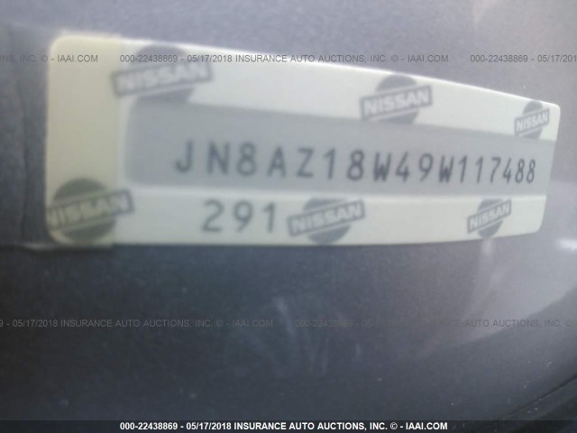 JN8AZ18W49W117488 - 2009 NISSAN MURANO S/SL/LE SILVER photo 9