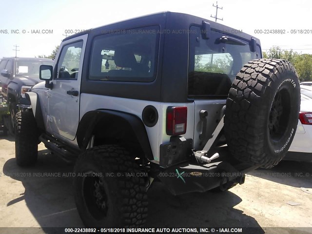1C4AJWAG8CL129624 - 2012 JEEP WRANGLER SPORT SILVER photo 3