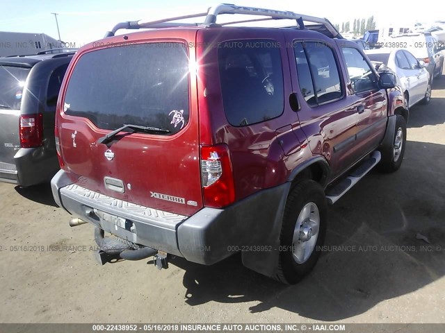 5N1ED28Y51C557613 - 2001 NISSAN XTERRA XE/SE RED photo 4