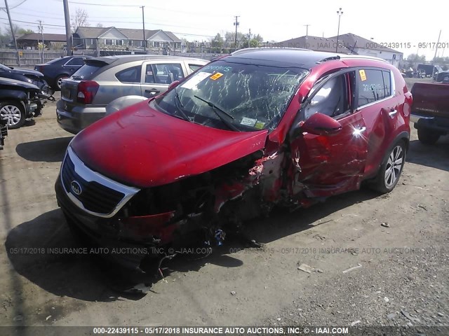 KNDPCCA21C7225630 - 2012 KIA SPORTAGE EX RED photo 2