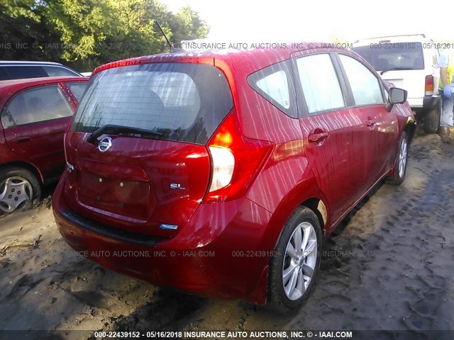 3N1CE2CP4FL388979 - 2015 NISSAN VERSA NOTE S/S PLUS/SV/SL/SR RED photo 4