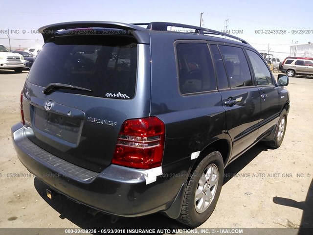 JTEHF21A220046495 - 2002 TOYOTA HIGHLANDER LIMITED BLUE photo 4