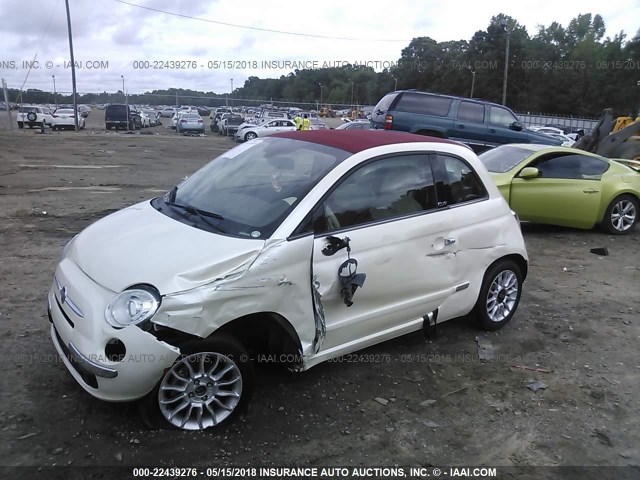 3C3CFFER7CT127474 - 2012 FIAT 500 LOUNGE WHITE photo 2