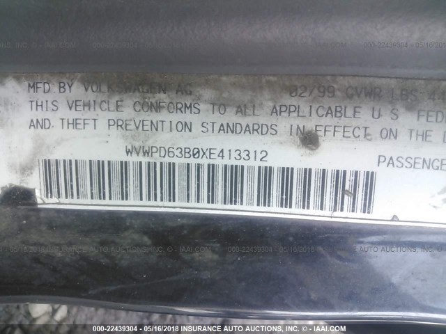 WVWPD63B0XE413312 - 1999 VOLKSWAGEN PASSAT GLX 黑色 照片 9