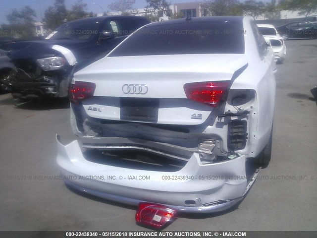 WAURVAFD8CN019568 - 2012 AUDI A8 L QUATTRO WHITE photo 6