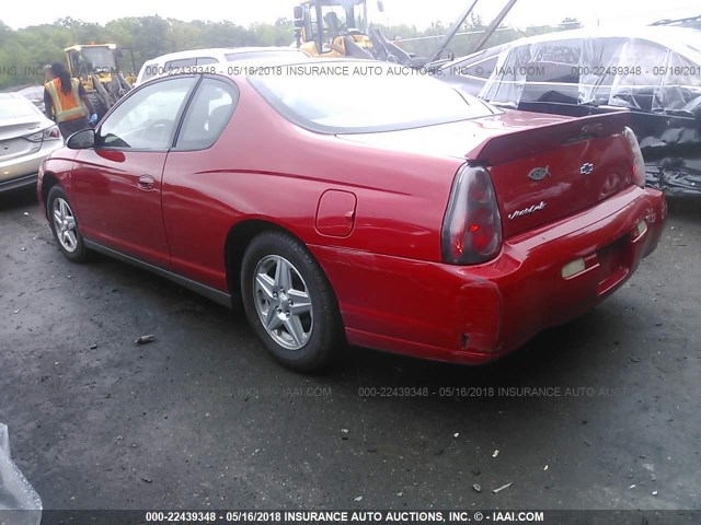 2G1WW12E059172199 - 2005 CHEVROLET MONTE CARLO LS RED photo 3