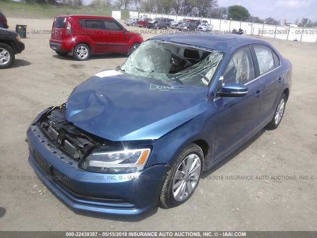 3VW3A7AJ7FM275121 - 2015 VOLKSWAGEN JETTA TDI BLUE photo 2