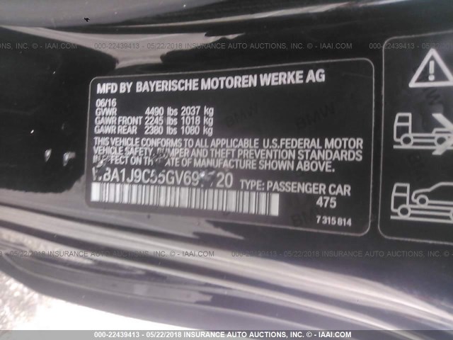 WBA1J9C55GV696720 - 2016 BMW M235XI BLACK photo 9