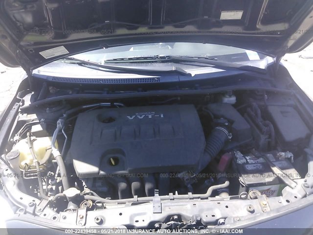 1NXBU4EE7AZ376256 - 2010 TOYOTA COROLLA S/LE/XLE ნაცრისფერი ფოტო 10