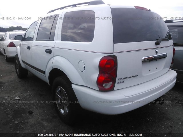 1D8HB48N06F108937 - 2006 DODGE DURANGO SLT WHITE photo 3