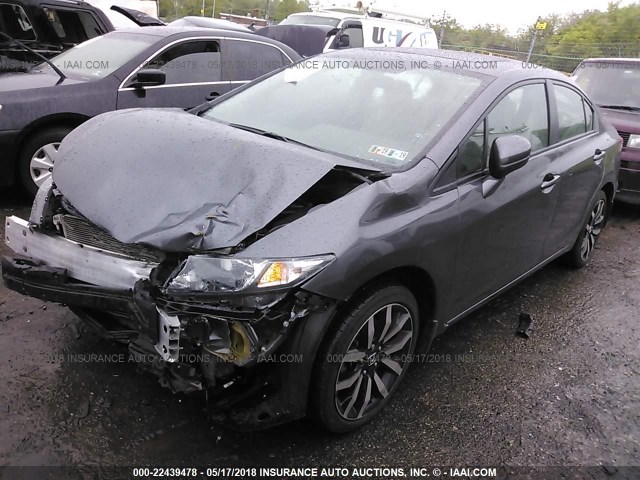 2HGFB2F92FH551185 - 2015 HONDA CIVIC EXL GRAY photo 2
