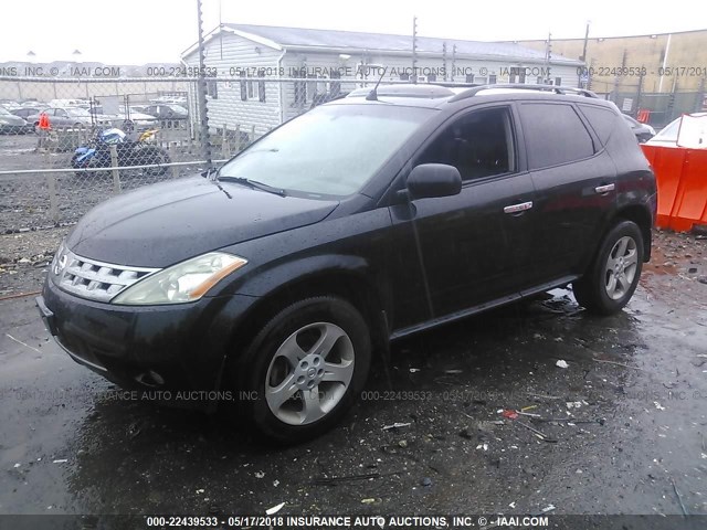 JN8AZ08W15W410205 - 2005 NISSAN MURANO SL/SE/S BLACK photo 2