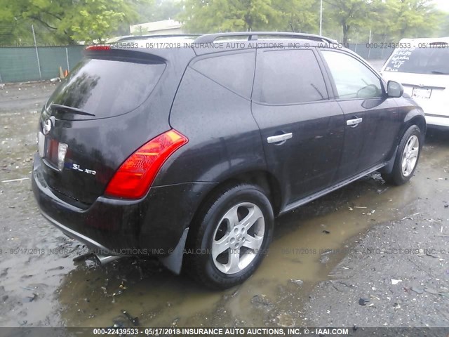 JN8AZ08W15W410205 - 2005 NISSAN MURANO SL/SE/S BLACK photo 4