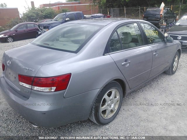 5NPEU46F66H145326 - 2006 HYUNDAI SONATA GLS/LX SILVER photo 4