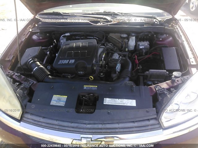 1G1ZT54825F321546 - 2005 CHEVROLET MALIBU LS 栗色 照片 10