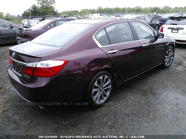 1HGCR2F59EA064154 - 2014 HONDA ACCORD SPORT 栗色 照片 4
