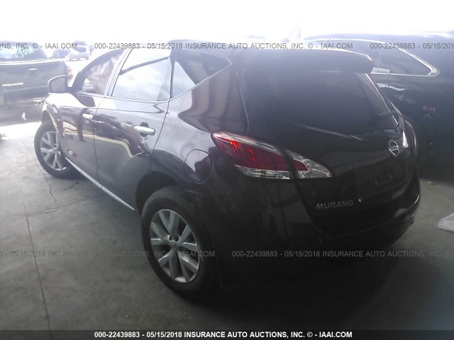 JN8AZ1MU8DW208129 - 2013 NISSAN MURANO S/SL/LE MAROON photo 3