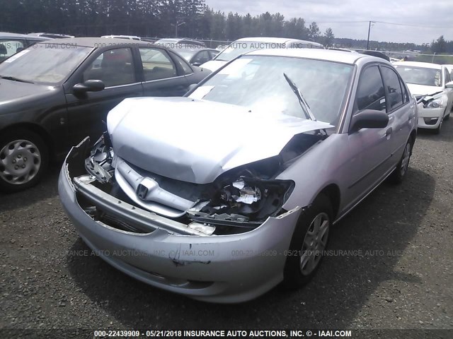 1HGES16325L029689 - 2005 HONDA CIVIC DX VP SILVER photo 2