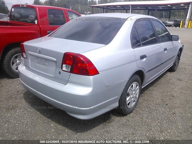 1HGES16325L029689 - 2005 HONDA CIVIC DX VP SILVER photo 4