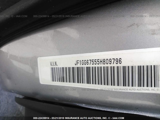 JF1GG67555H809796 - 2005 SUBARU IMPREZA RS SILVER photo 9