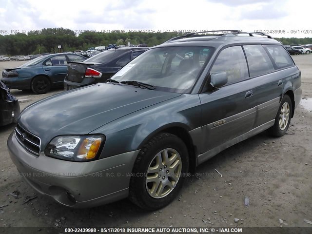 4S3BH686917670622 - 2001 SUBARU LEGACY OUTBACK LIMITED GREEN photo 2