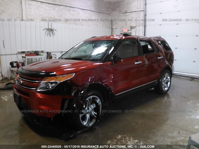 1FM5K8F83EGB79365 - 2014 FORD EXPLORER LIMITED წითელი ფოტო 2