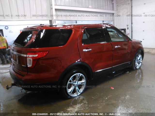 1FM5K8F83EGB79365 - 2014 FORD EXPLORER LIMITED წითელი ფოტო 4