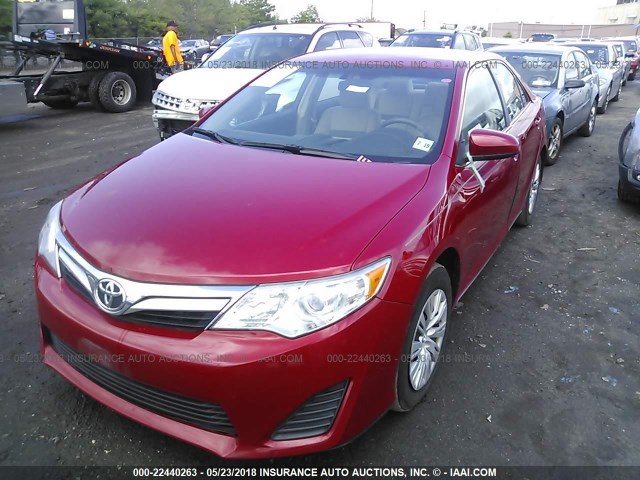 4T1BF1FK7EU845915 - 2014 TOYOTA CAMRY L/SE/LE/XLE RED photo 2