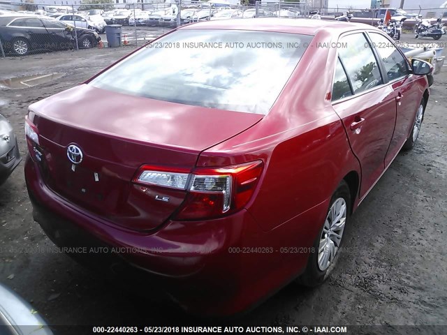 4T1BF1FK7EU845915 - 2014 TOYOTA CAMRY L/SE/LE/XLE RED photo 4