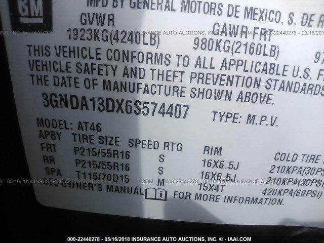 3GNDA13DX6S574407 - 2006 CHEVROLET HHR LS წითელი ფოტო 9