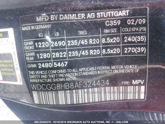 WDCGG8HB8AF324434 - 2010 MERCEDES-BENZ GLK 350 4MATIC BLUE photo 9