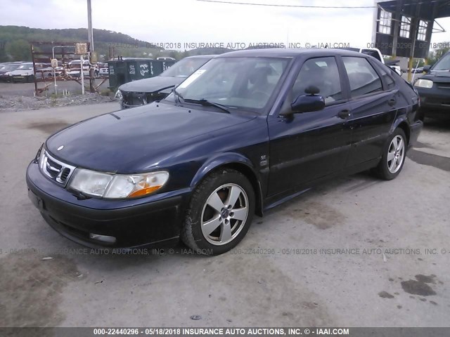 YS3DF58K622019932 - 2002 SAAB 9-3 SE BLUE photo 2