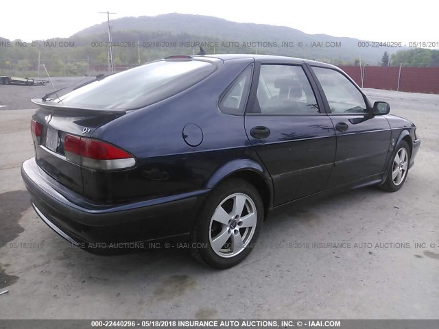 YS3DF58K622019932 - 2002 SAAB 9-3 SE BLUE photo 4