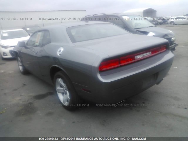 2C3CDYAG9CH291162 - 2012 DODGE CHALLENGER SXT GRAY photo 3