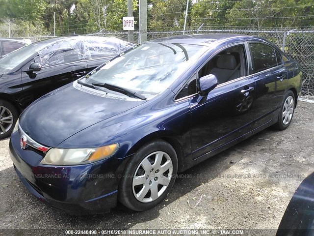 2HGFA16517H502619 - 2007 HONDA CIVIC LX BLUE photo 2