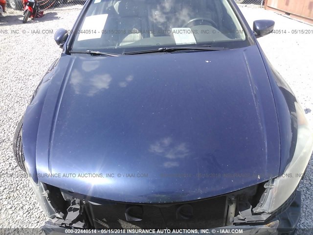 1HGCP26808A105372 - 2008 HONDA ACCORD EXL BLUE photo 10