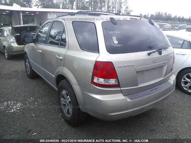 KNDJC733545261661 - 2004 KIA SORENTO EX/LX TAN photo 3