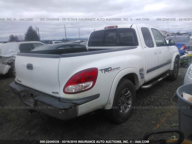 5TBRT34105S464096 - 2005 TOYOTA TUNDRA ACCESS CAB SR5 WHITE photo 4