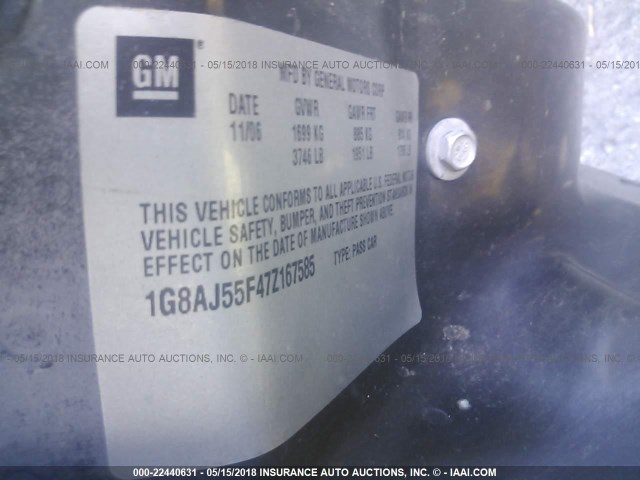 1G8AJ55F47Z167585 - 2007 SATURN ION LEVEL 2 Boz foto 9