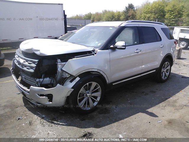 1FM5K8F86JGA43631 - 2018 FORD EXPLORER LIMITED SILVER photo 2