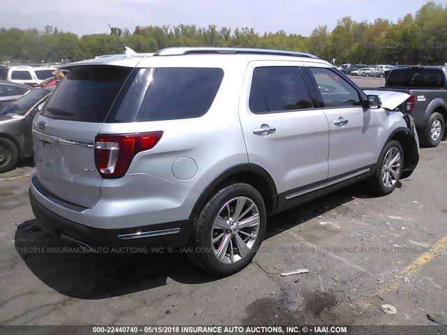 1FM5K8F86JGA43631 - 2018 FORD EXPLORER LIMITED 银色 照片 4