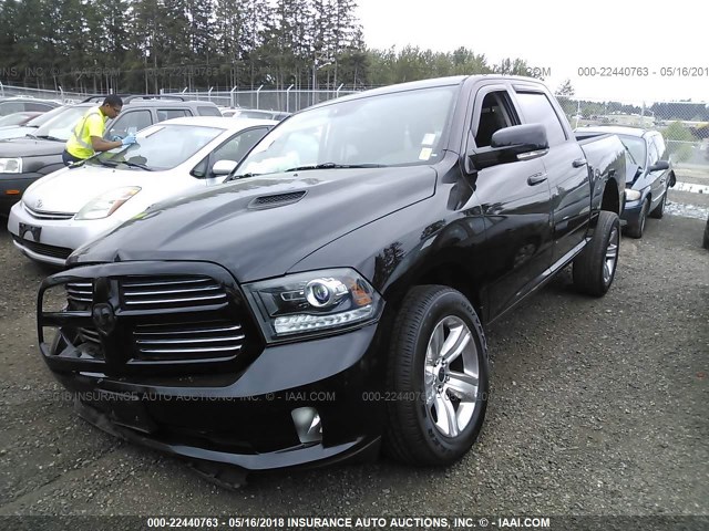 1C6RR7MT0DS564534 - 2013 RAM 1500 SPORT BLACK photo 2