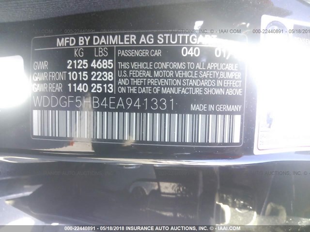 WDDGF5HB4EA941331 - 2014 MERCEDES-BENZ C 350 BLACK photo 9